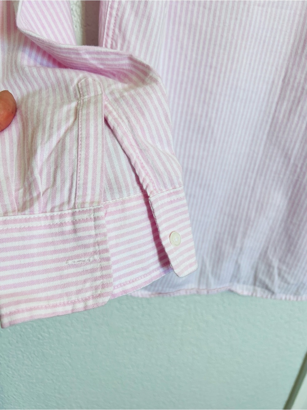 GAP Boyfriend Fitted Pink Stripes Button Down Shirt NWT - Picture 8 of 9